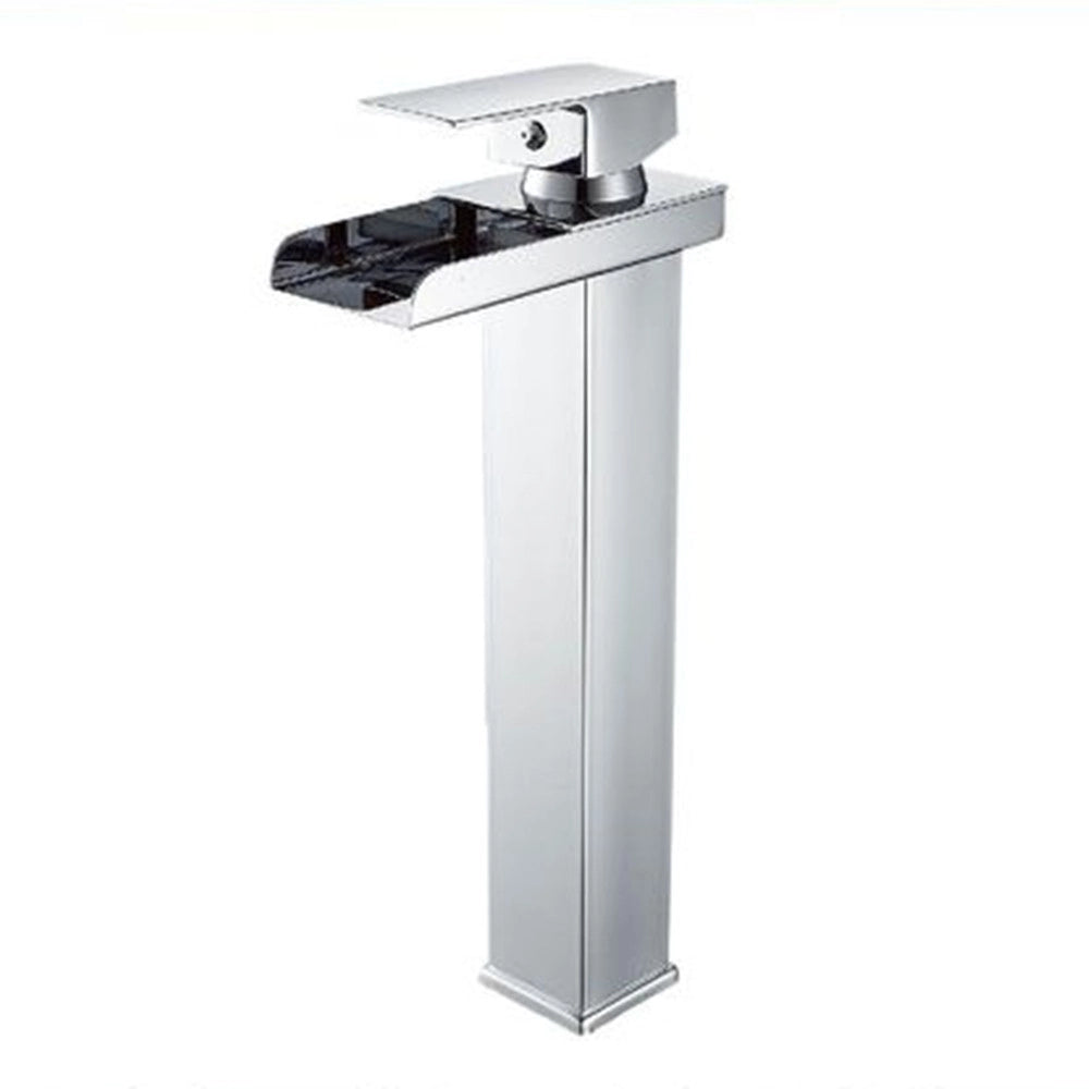 Trade Shop - Rubinetto Miscelatore Per Lavabo Bagno A Cascata Con Piletta Acciaio Cromato 87397 -