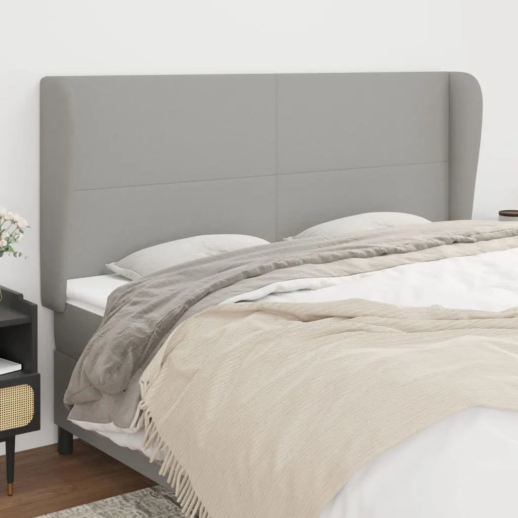 Testiera | Testata ad Orecchio Grigio Chiaro 183x23x118/128 cm in Tessuto