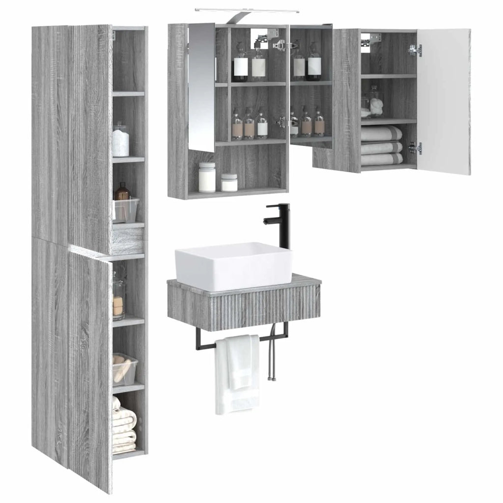 Set di mobili per il bagno 5 pcs Sonoma grigio 3407276