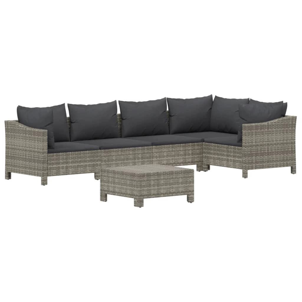 Set di mobili da giardino mobili da esterno 6 pezzi con cuscini resina intrecciata grigia 02_0016813