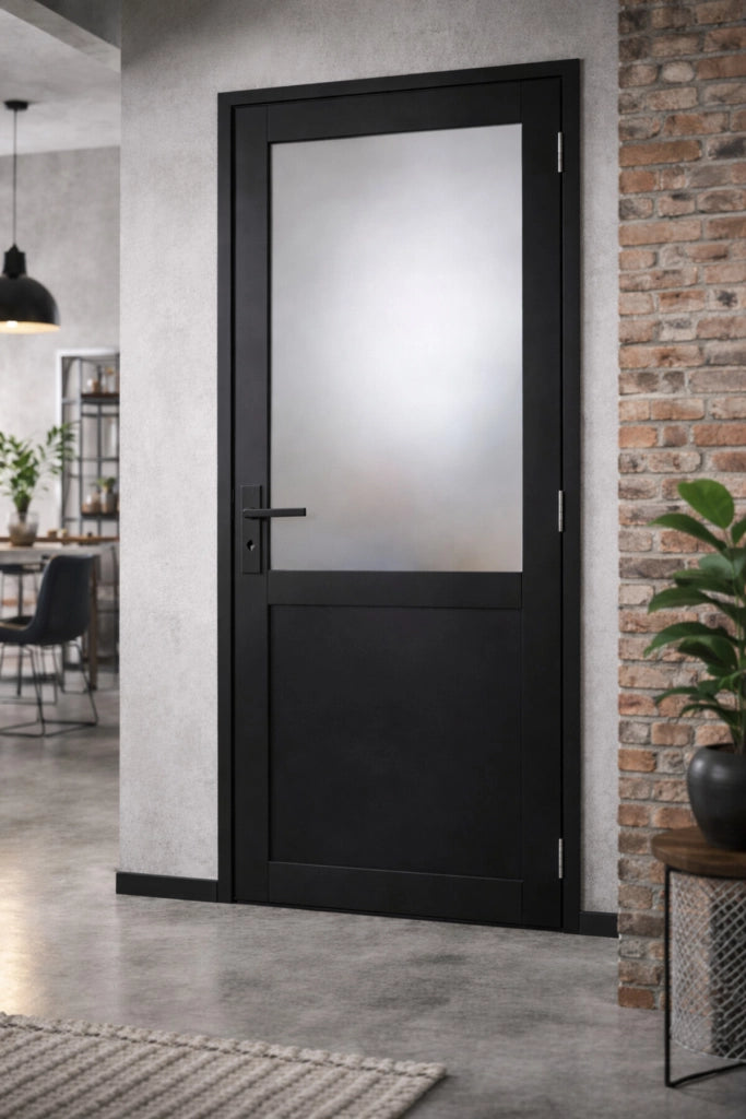 Blocco Porta Athena Nero H204 x L83 Dimensioni Tavolo a Spinta Sinistra + Maniglia