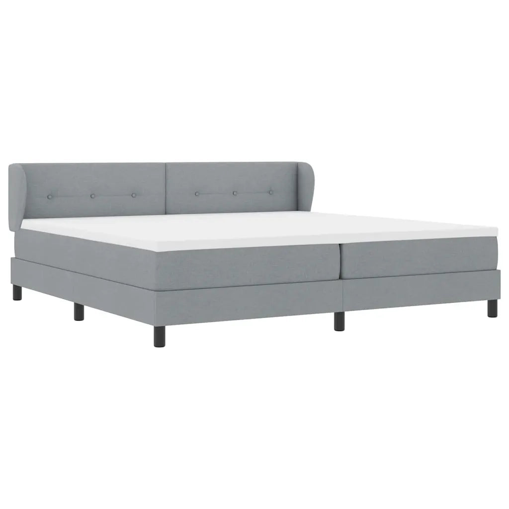 Letto a molle con testiera Grigio chiaro 200 x 200 cm Tessuto 3340045