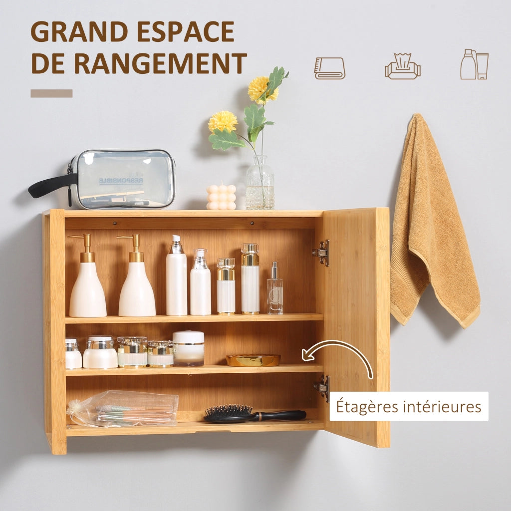 Mobile da bagno a parete con specchio ¨C Xylo ¨C bamb¨´ 65x14x50 cm