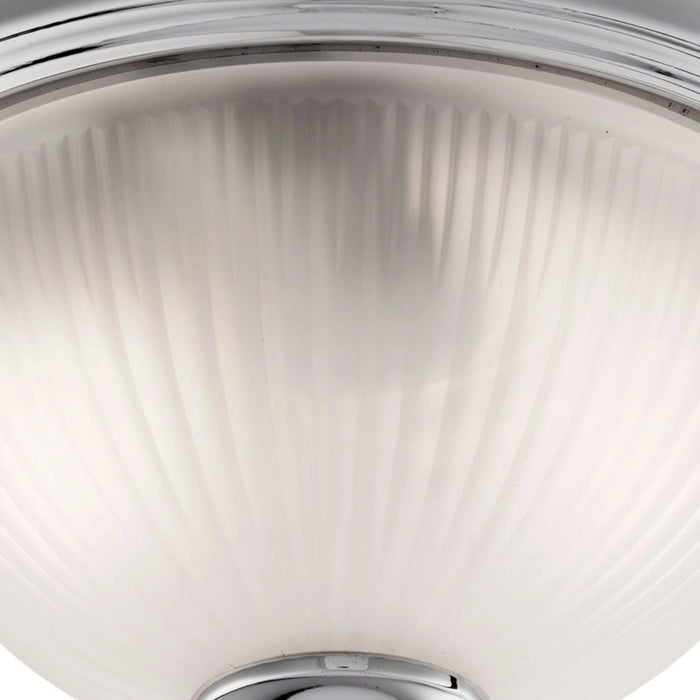 Plafoniera Classica American Dinner Acciaio Cromo Vetro 1 Luce E14