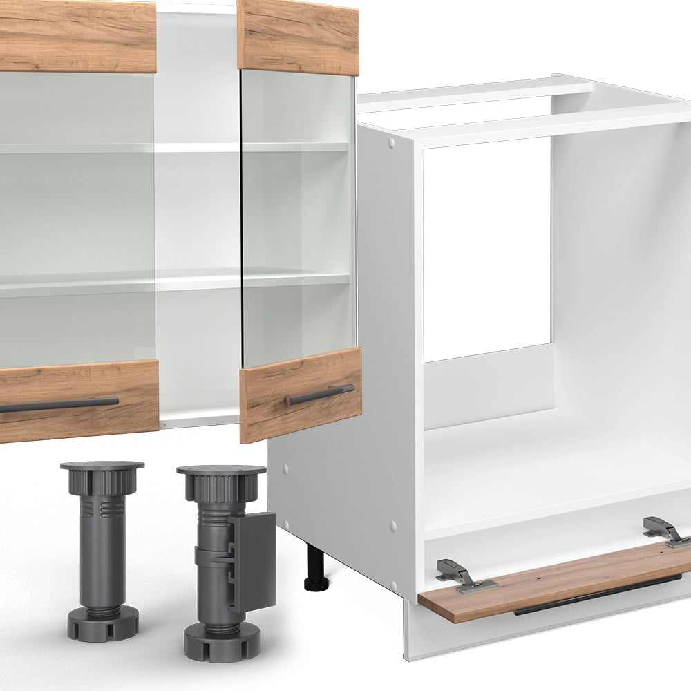 Cucina componibile Fame-Line Rovere dorato/Bianco 300 cm senza piano di lavoro Vicco