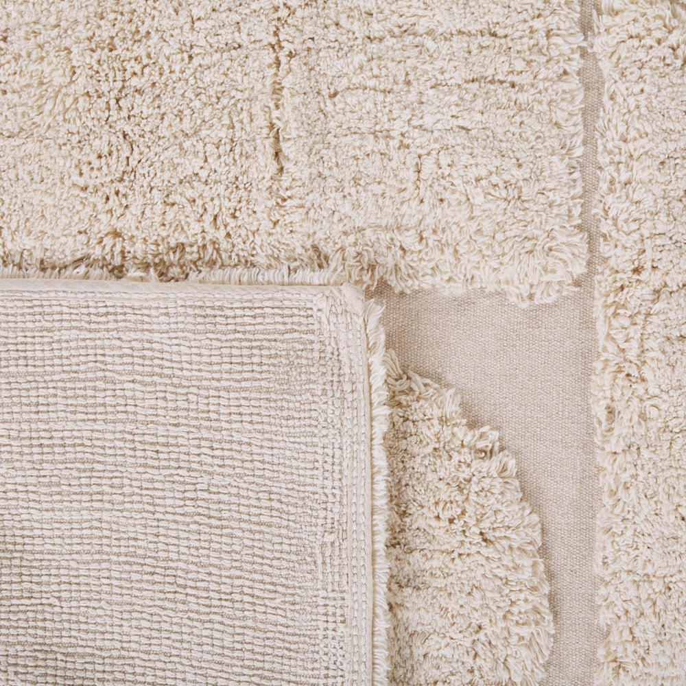 Tappeto Beige di Cotone fatto a mano morbido con motivo astratto 160 x 230 cm