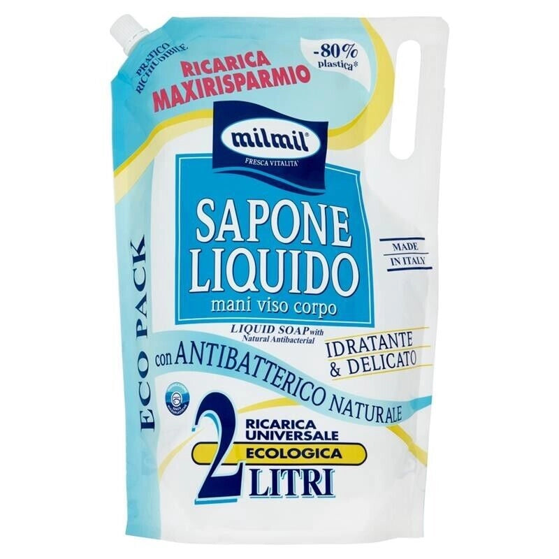 MILMIL SAPONE LIQUIDO ANTIBATTERICO NATURALE RICARICA MAXIRISPARMIO 2 LT