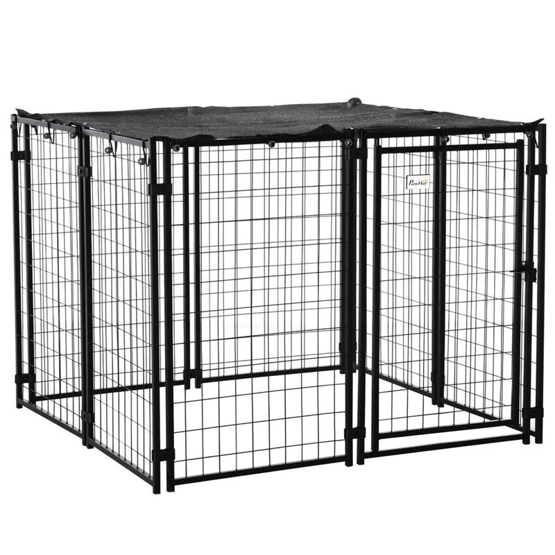 RECINTO PER CANI PIEGHEVOLE CON COPERTURA CON PORTA BLOCCABILE 141X141X113CM