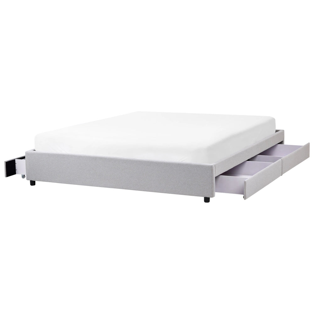 Letto matrimoniale in Tessuto grigio chiaro con Cassetti 180 x 200 cm Design tradizionale