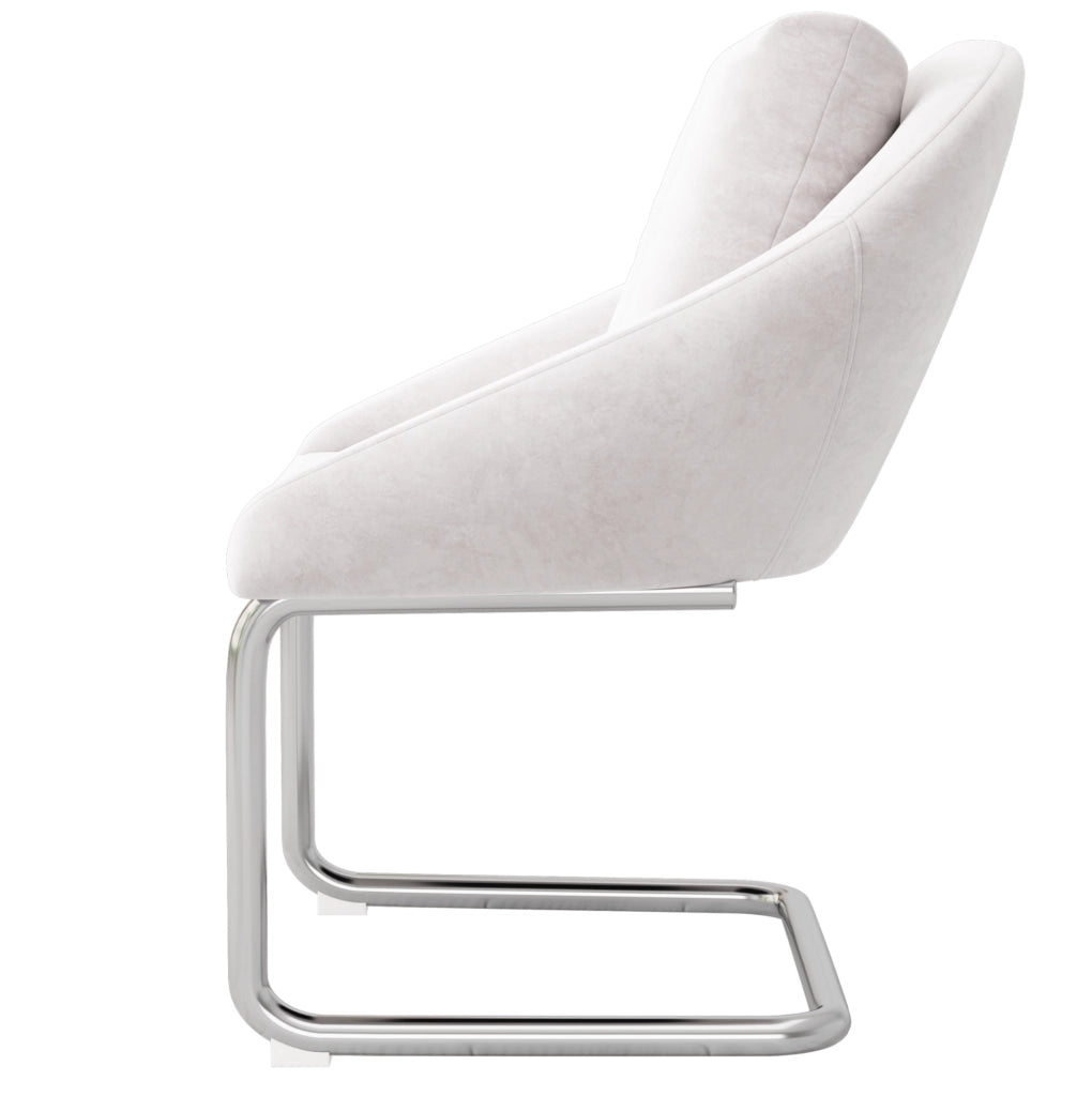 Set di 2 Sedie da Pranzo in Velluto Beige con Cuscino e Gambe Curvate, Dimensioni Standard