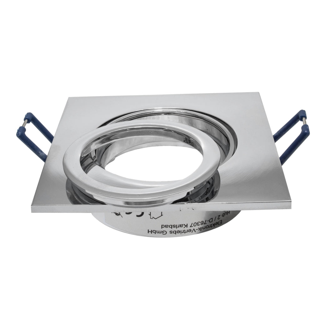 Faretto ad incasso LED 8W GU10 cromato lucido quadrato foro 70mm moderno orientabile luce soffitto cucina corridoio CROMATO 6000K