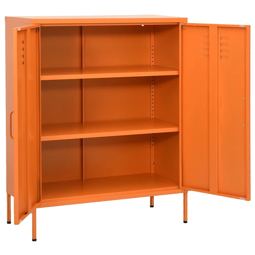 Mobile contenitore pratico 80 x 35 x 101,5 cm con ripiani regolabili design contemporaneo in acciaio arancione 02_0046856