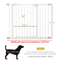 Cancelletto di Sicurezza per Cani Montaggio a Pressione Chiusura Automatica 76,2A cm Bianco
