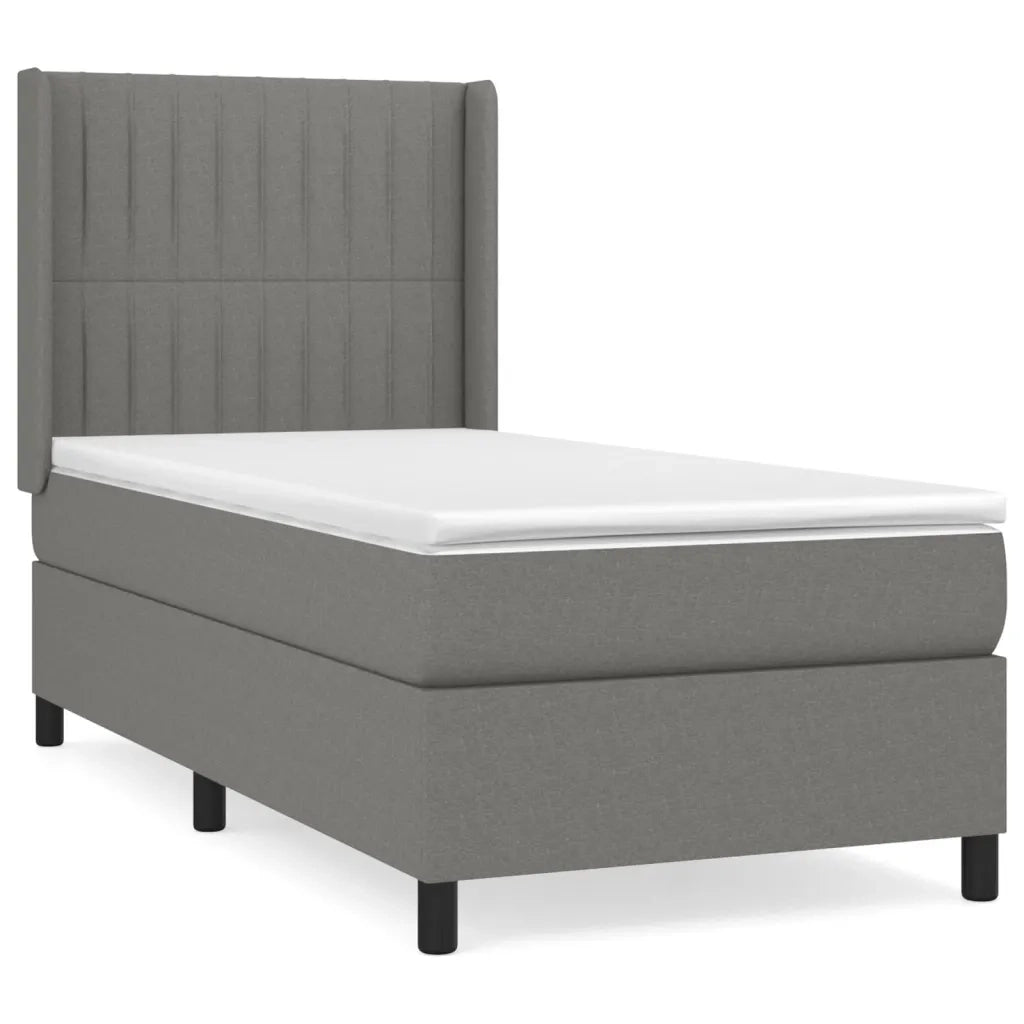 Giroletto a Molle con Materasso Grigio Scuro 80x200 cm Tessuto