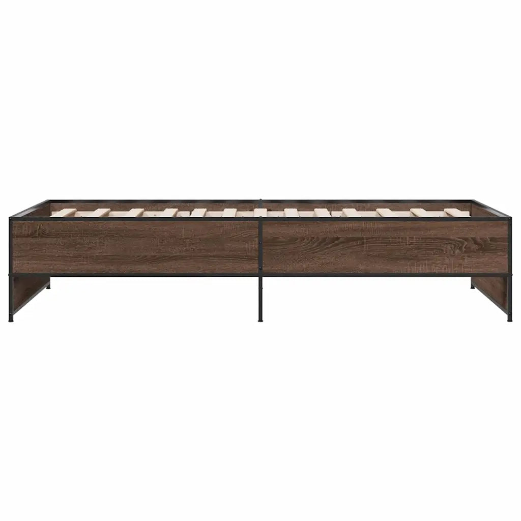 Letto singolo | Letto per adulti | Giroletto Rovere Marrone 90x190 cm Legno Multistrato e Metallo