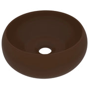 Lavabo da appoggio rotondo di lusso lavabo per bagno/cucina/guardaroba 40 x 15 cm ceramica marrone scuro opaco 02_0002748