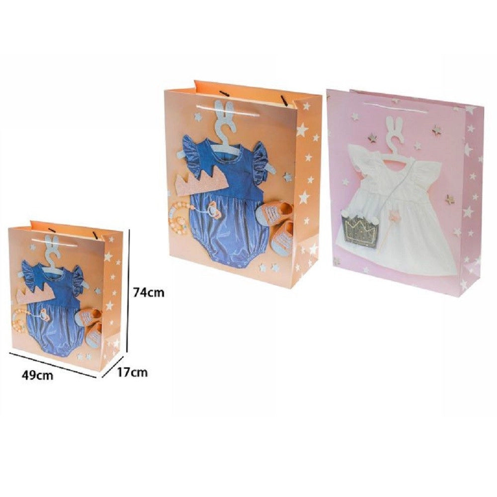 Trade Shop - Busta Buste Borsa Da Regalo Nascita Compleanno Bimba 74x49x17cm 69977 2 Modelli -