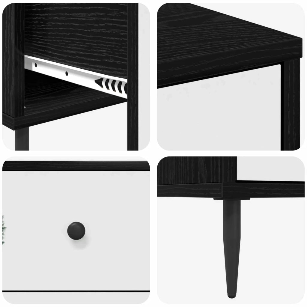 Armadio da Notte HANAU 2 pz Rovere Nero 36 x 33 x 61 cm 8007342