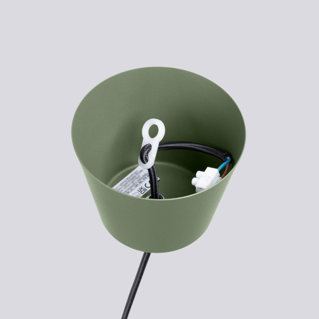 Lampada a sospensione BILO in acciaio verde oliva, lampadina E27, moderna, rotonda, 35 cm