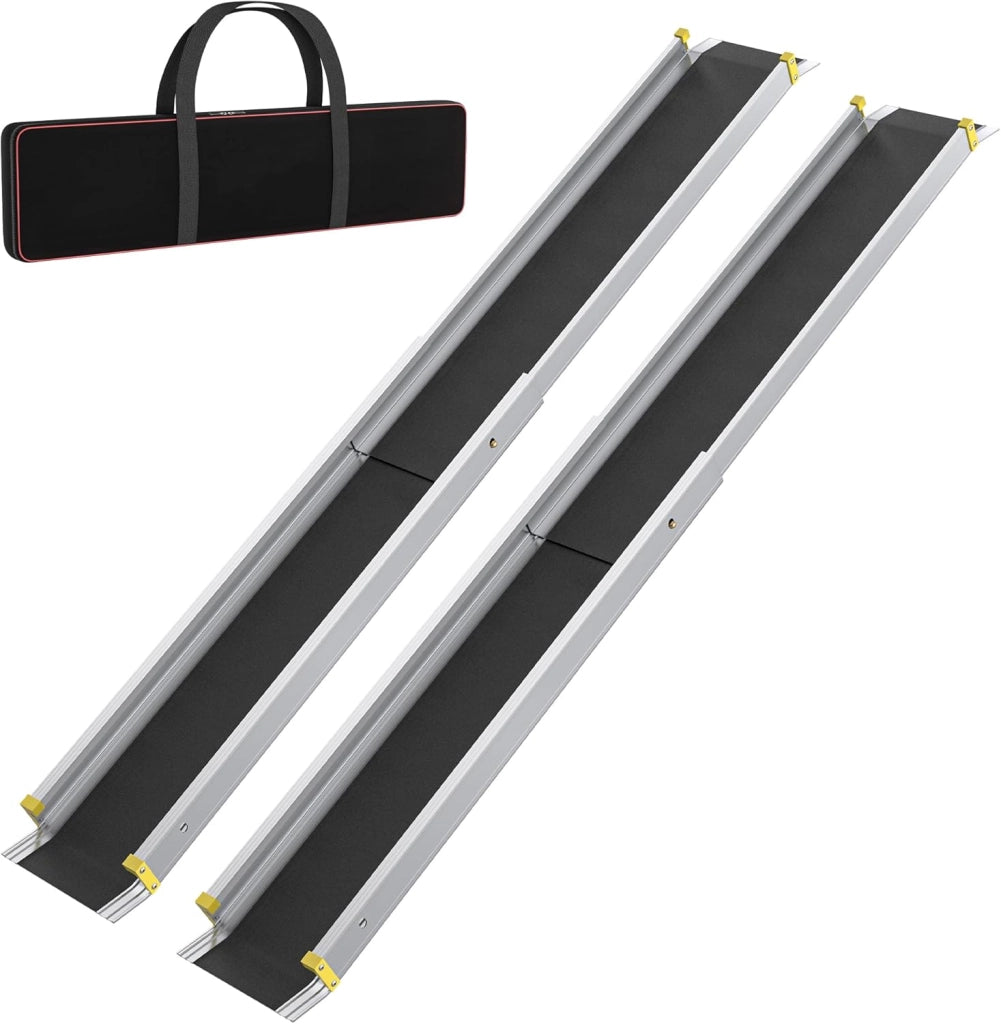 Set di 2 rampe telescopiche in alluminio da 91 a 153 cm - Portata massima: 300 kg - Rampa telescopica di accesso - Rampa di accesso regolabile e portatile per sedie a rotelle e scooter