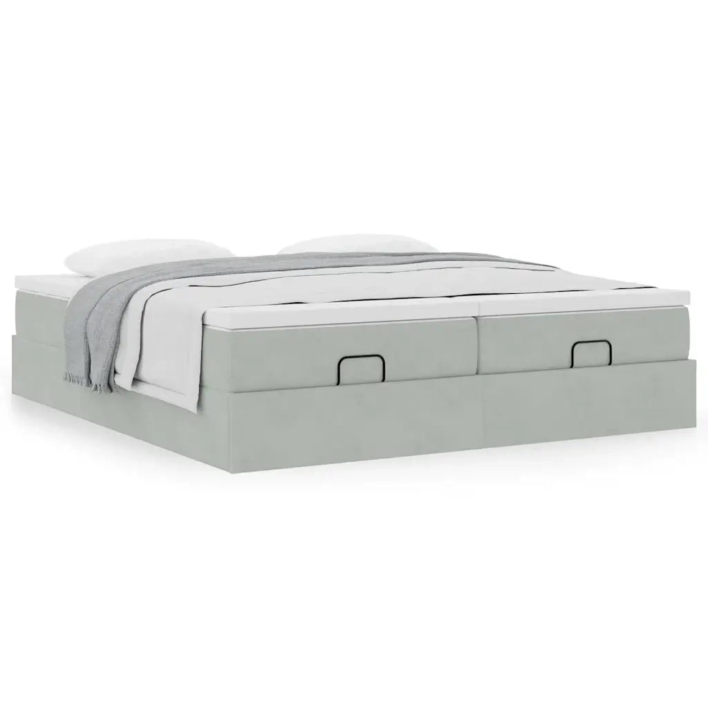 Struttura Letto Pouf con Materassi 200x200 cm Velluto 3311267