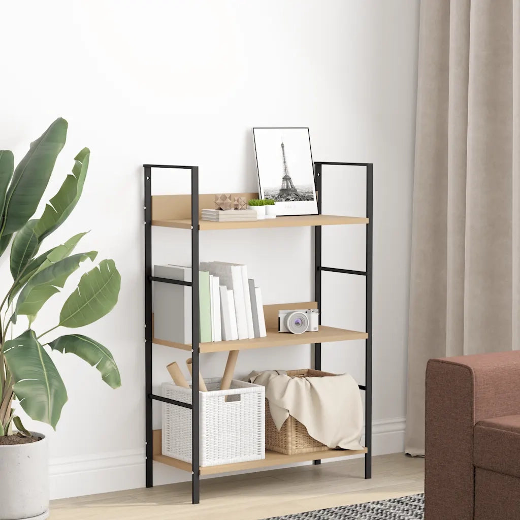 Libreria a 3 Ripiani Rovere 60x27,6x90,5 cm in Truciolato cod mxl 9528