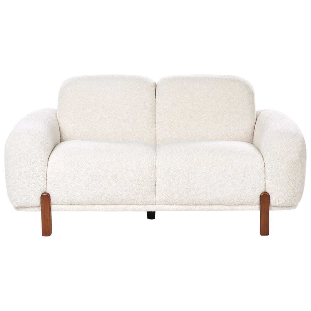 Divano a 2 posti imbottitura bouclé bianco morbido moderno organico basso curvilineo