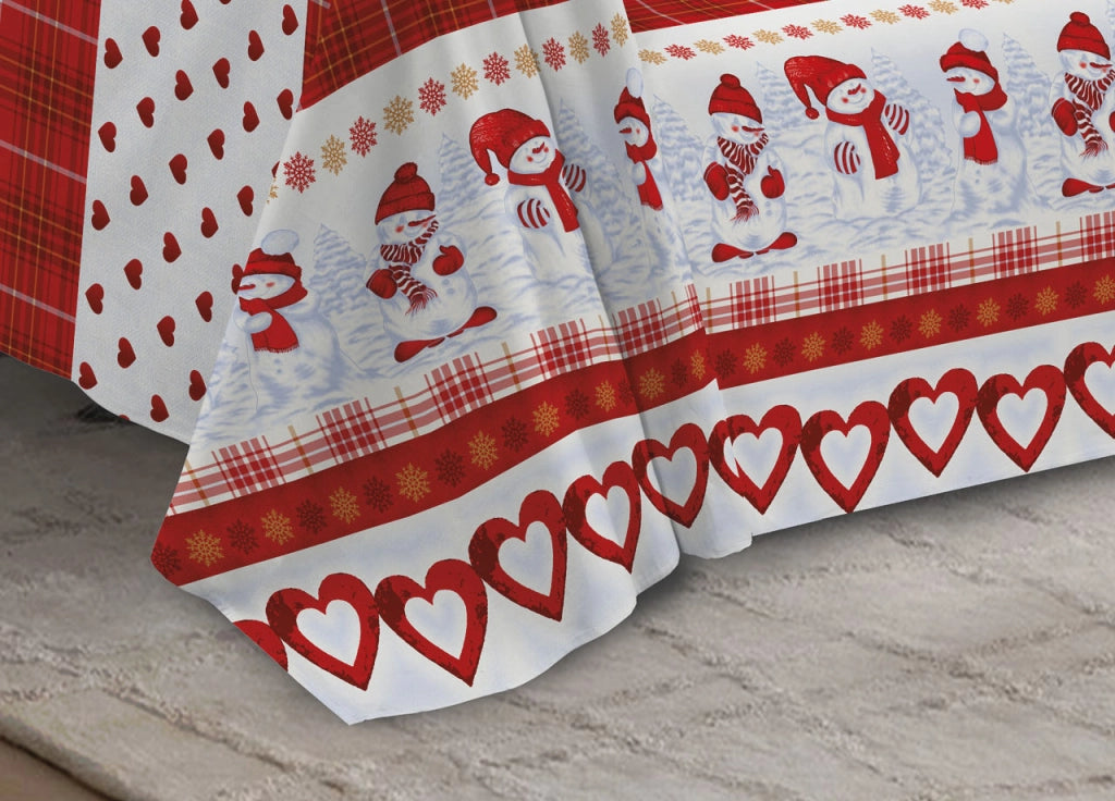 Telo Arredo Granfoulard Copritutto Cotone Copriletto Multiuso Disegni Invernali OB - 1 Piazza - Snow Rosso