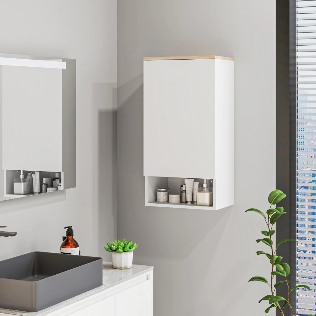 Armadietto da Bagno a Parete con Ripiani Regolabili ¨C zephmum ¨C Legno Bianco 60x30x30 cm