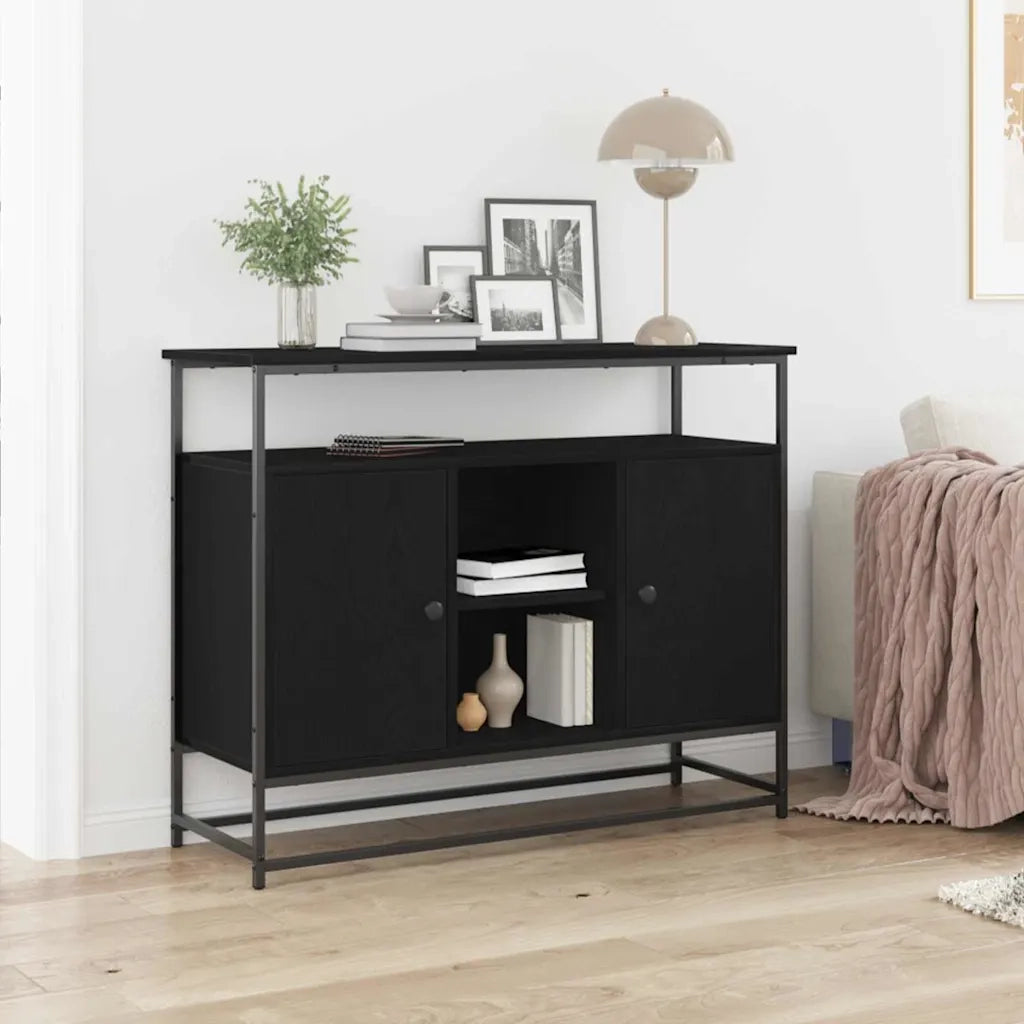 Credenza Rovere Nero 100 x 35 x 80 cm Legno multistrato 862978