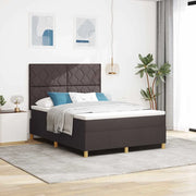 Letto a Sorgente LED Marrone Scuro 140 x 200 cm Tessuto 3343183