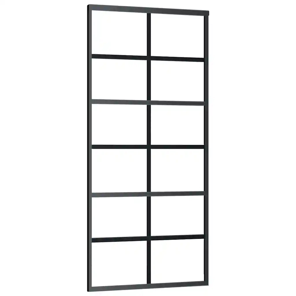 Porta Scorrevole con Ferramenta Nera 90x205 cm in Vetro ESG
