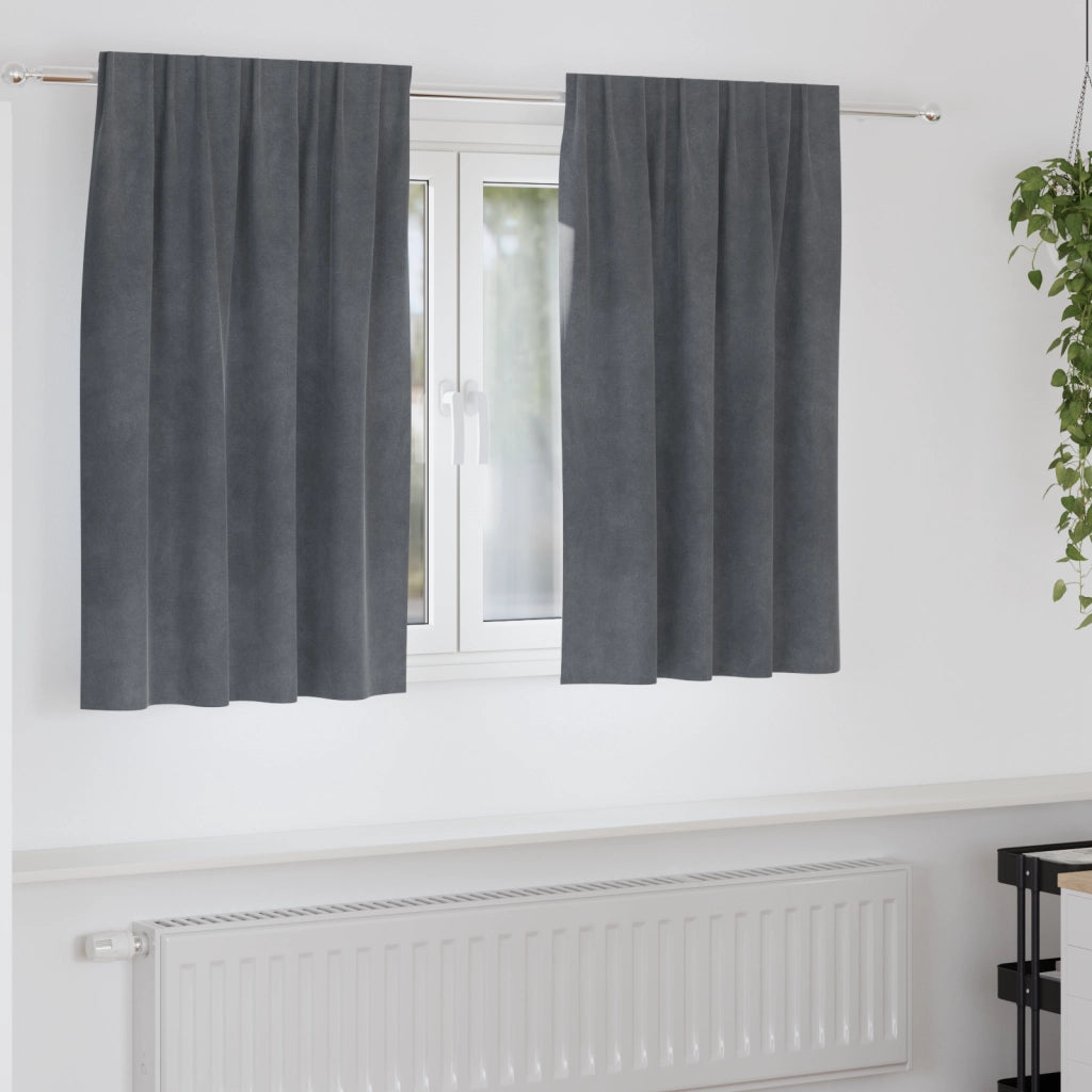 Tende Blackout  con nastro superiore 2 pezzi in velluto grigio chiaro super
