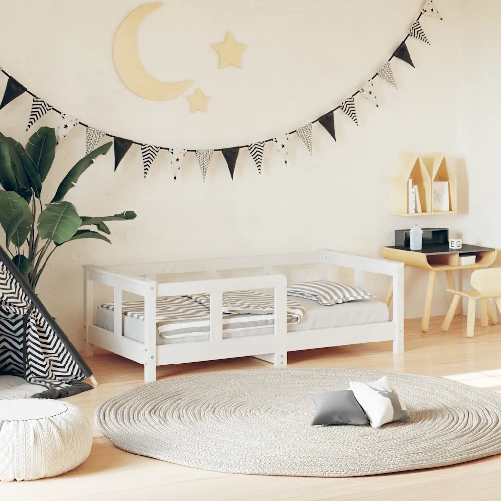 Giroletto per Bambini | Letto Infantile | Lettino Bianco 70x140cm in Legno Massello di Pino