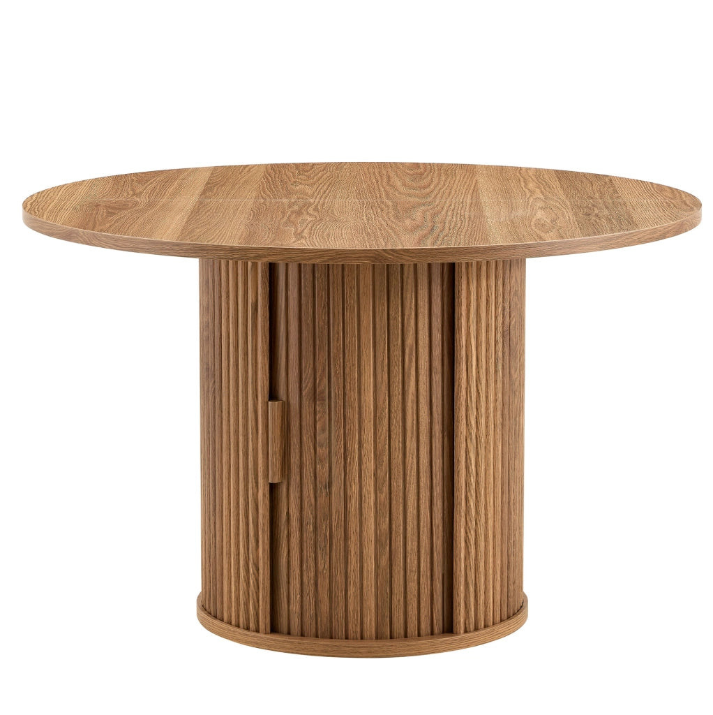 Tavolo rotondo 120 cm con doppio vano portaoggetti in legno sintetico noce