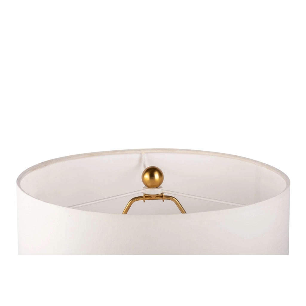 Lampada da terra Cirus in marmo, oro e cotone bianco