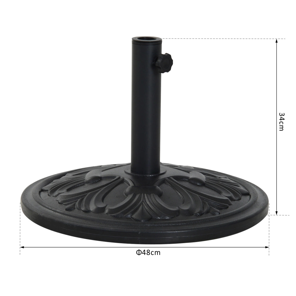 Base per Ombrellone Rotonda in HDPE e Cemento 13 kg ¨C zephmum ¨C Nero ?48x34 cm per ?35/38/48 mm