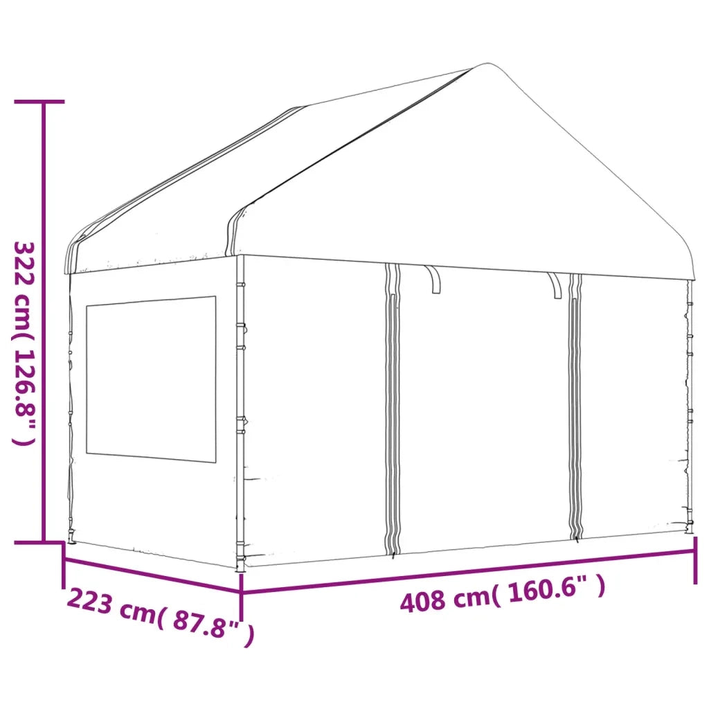 Gazebo con Tetto Bianco 17,84x4,08x3,22 m in Polietilene 3155492