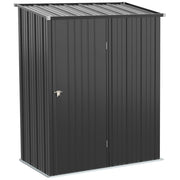 EasyComfort Casetta da Giardino Porta Utensili in Lamiera Acciaio con Serratura, 161.5x94.5x196cm, Nero