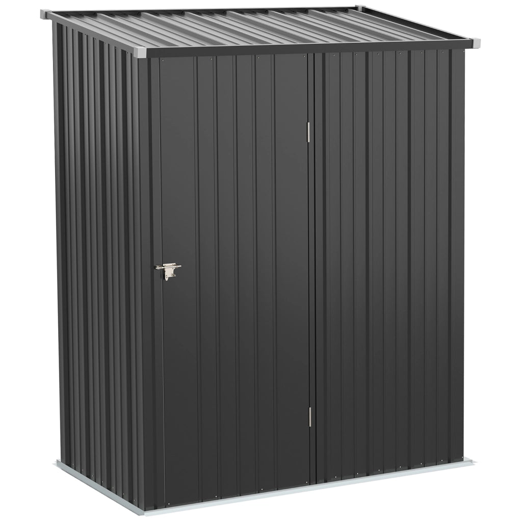 EasyComfort Casetta da Giardino Porta Utensili in Lamiera Acciaio con Serratura, 161.5x94.5x196cm, Nero