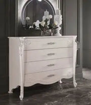 Comò Shabby chic mod Stella in legno color bianco opaco