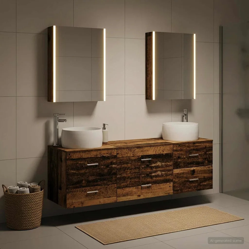 Set di mobili per il bagno 5 pcs Legno antico 3407013