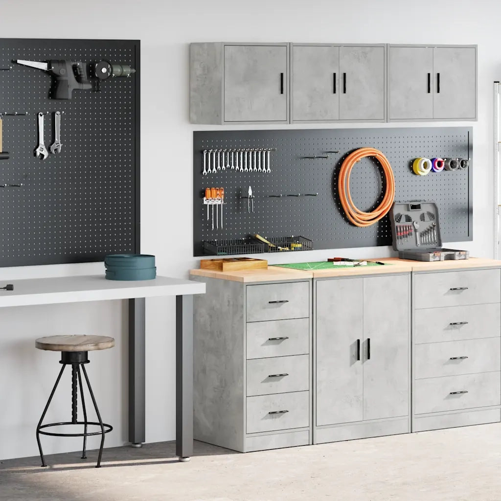 Armadi da Garage 2 pz Grigio Cemento in Legno Multistrato 3328326