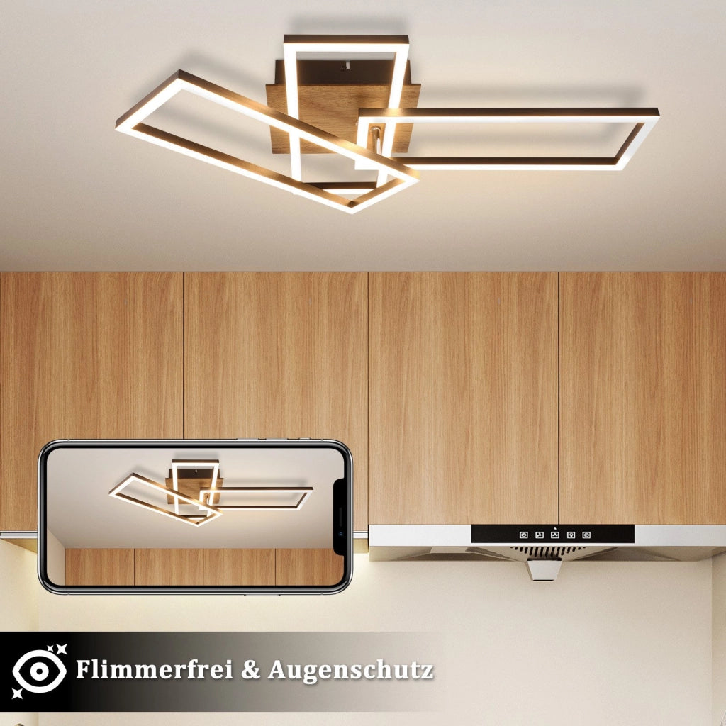 ZMH Lampada da soffitto LED nera a 3 luci 102 cm moderna dimmerabile per soggiorno e camera da letto