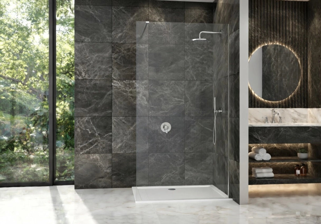 Doccia Walk-in  90cm H 190cm cristallo temperato trasparente 8mm MELISSA - Cromato Lucido