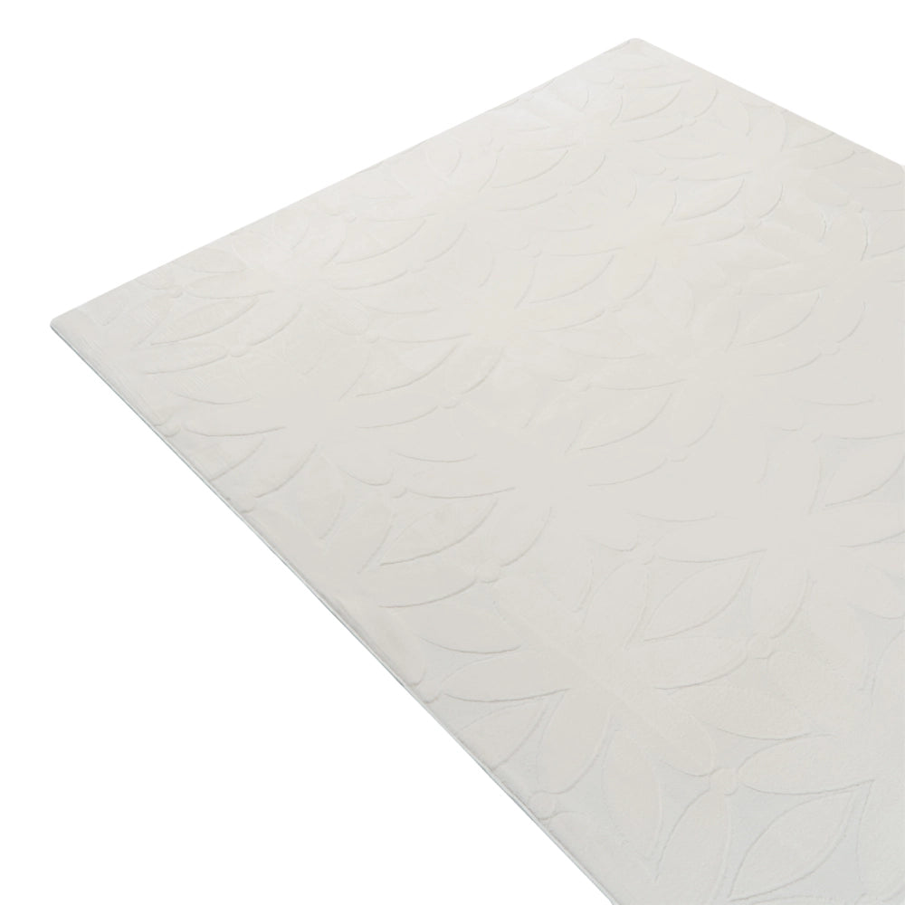 Tappeto Rettangolare Bianco Sporco in Tessuto Jacquard 160 x 230 cm