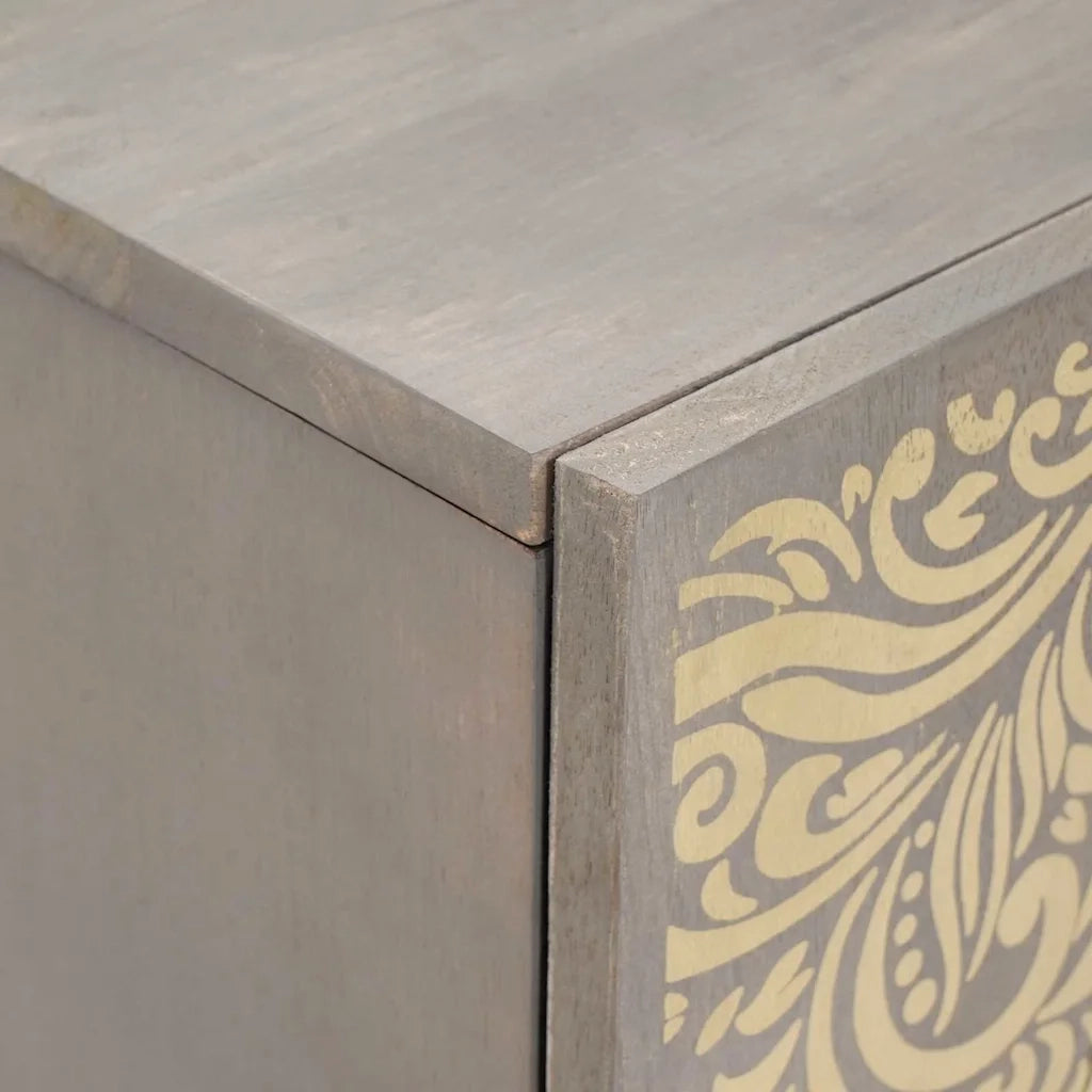 Credenza-Buffet-Armadio da cucina Grigio e Oro 60 x 33 x 75 cm Legno di mango massello 215451