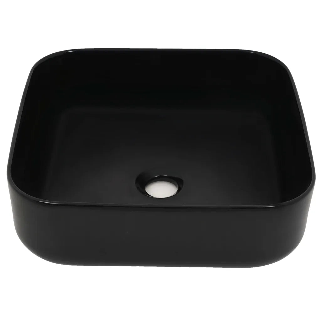 Lavandino Quadrato in Ceramica-Lavabo-Lavello Nero 38x38x13,5 cm