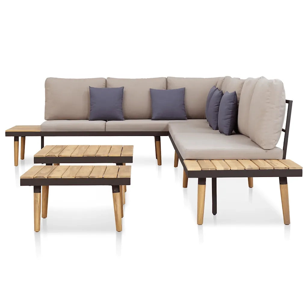 Set Divani da Giardino 7 Posti con Cuscini Legno Acacia Marrone 46482