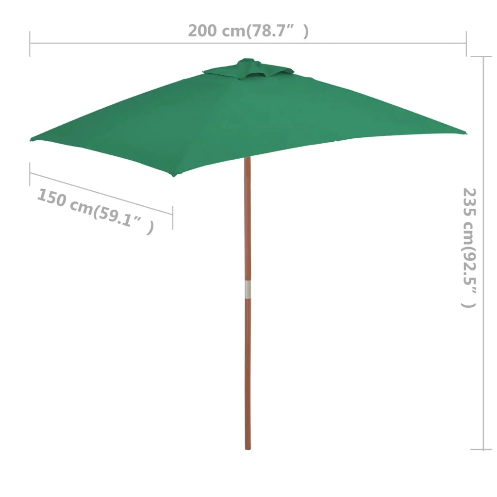 Ombrellone con palo in legno 150 x 200 cm verde 02_0008113